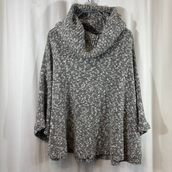 CHAPS Sweaters - Women’s CHAPS Grey Marled Knit Cowl Neck Sweater Poncho Top L / XL